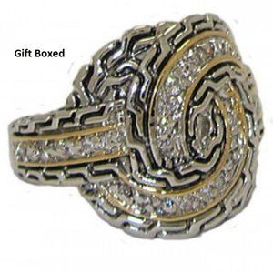 NWT ring Two 2 Tone cz white 18 karat gold plate